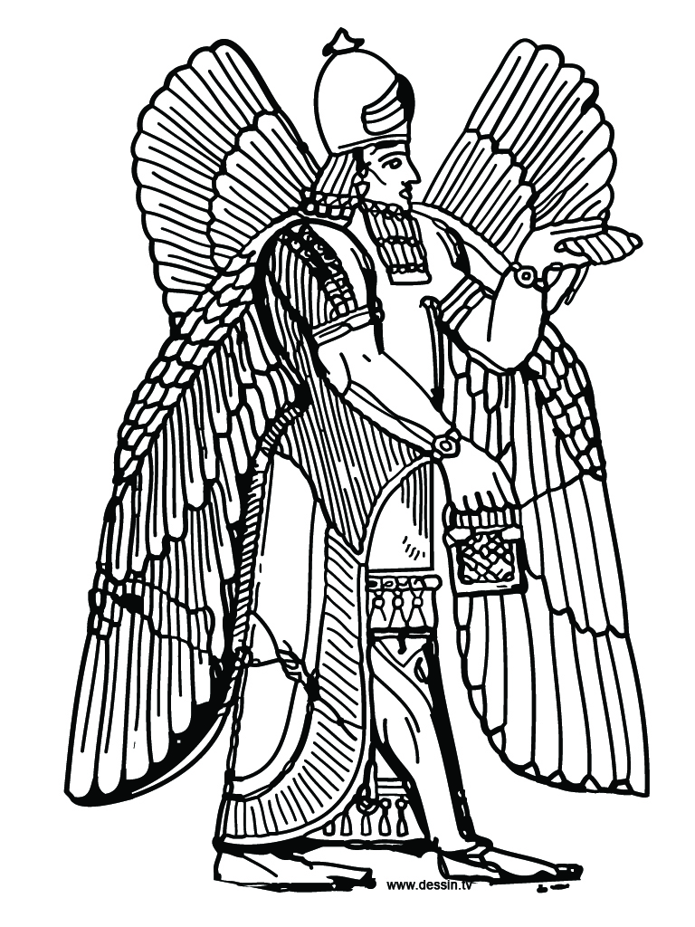 coloring assyryan-god